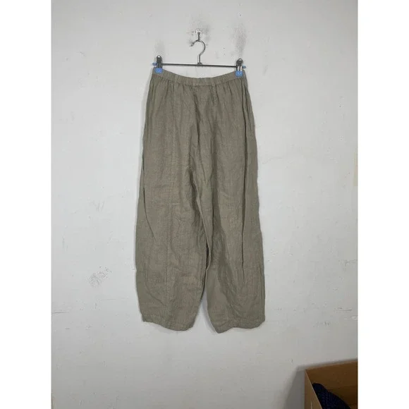 Cut Loose 100% Linen Lantern Pants Womens Small Beige Elastic Waist Made in USA - Picture 5 of 11